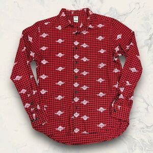 Star Wars Uniqlo Yoda Plaid Flannel Button Down Shirt Men’s Size Medium